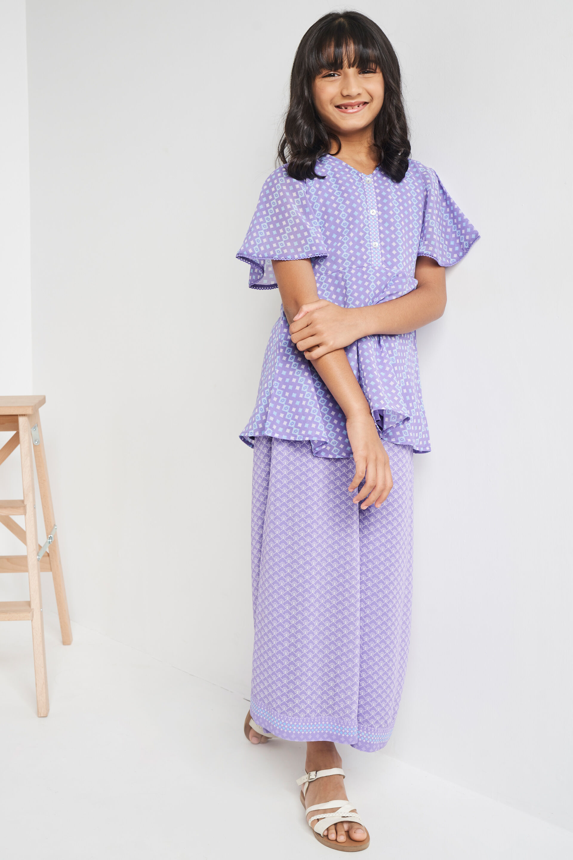 Lilac Floral Flared Suit, Lilac, image 3